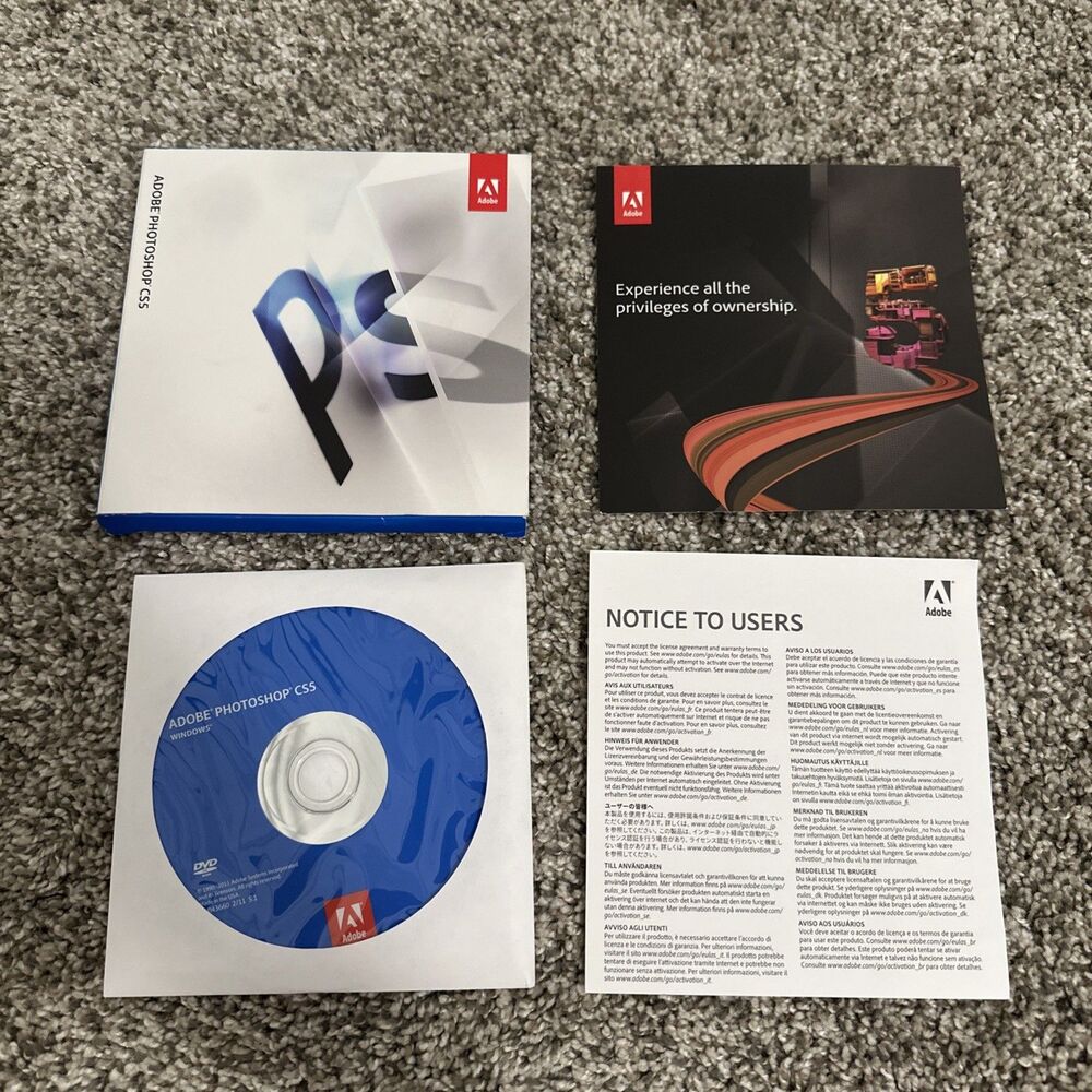 Adobe Photoshop CS5 for Windows - Disc and Serial Number